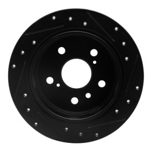 Lexus ES300 Brake Rotor (1) - Rear Left - R1 Concepts - Drilled & Slotted - Black - `02-`08